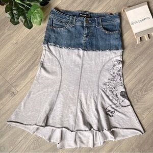 REWIND Distressed Denim & Sweatshirt Skirt🤠